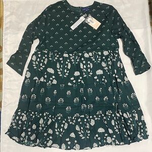 NWT Ro's Garden Emerald Renee Mini Dress Long Sleeve Tiered Cotton MEDIUM